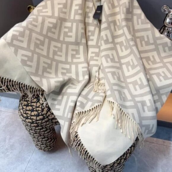 Fendi Women's Cashmere FF Fringe Shawl Cape - Picture 2 of 7